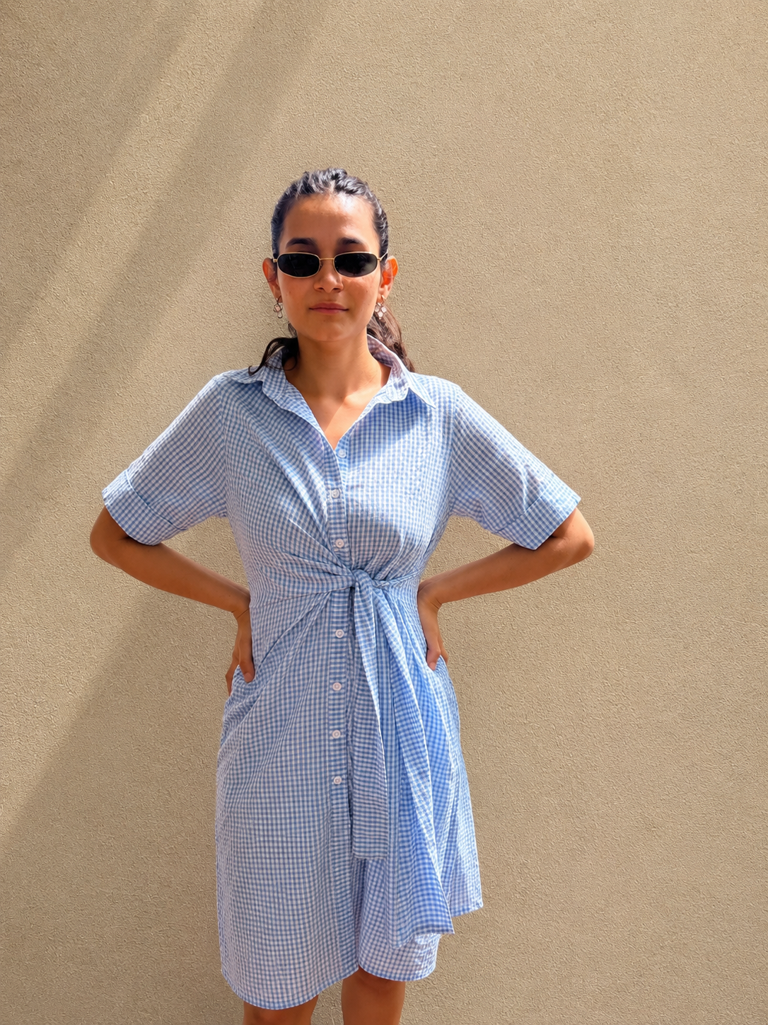 Blue Gingham dress Twinning set