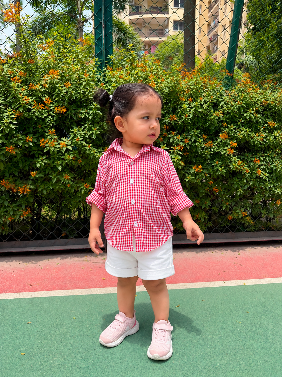Red Gingham Shirt Co-ord Twinning Set