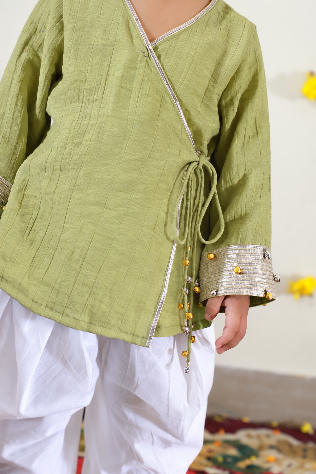 Lime Green Angrakha with Tulip pants