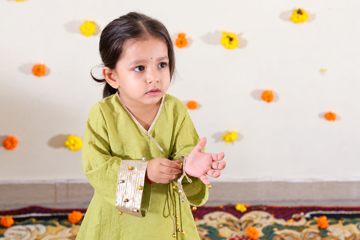 Green Angrakha Kurta Twinning set
