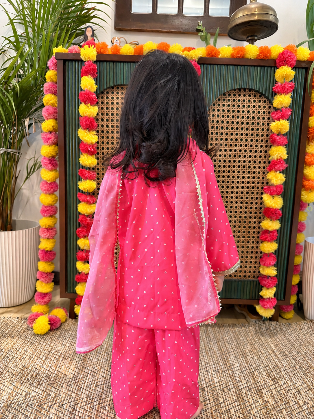Pink Bandhani Short Kurta set