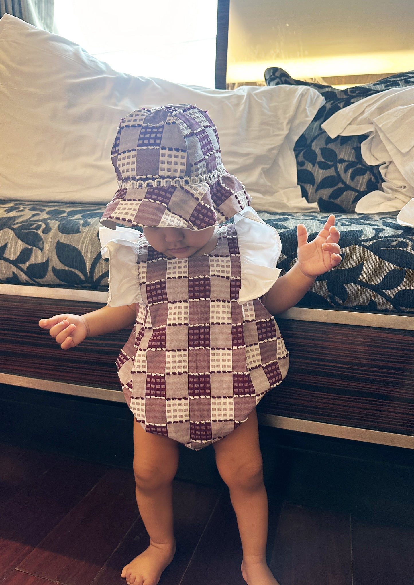 Red Checked Cap Twinning Set