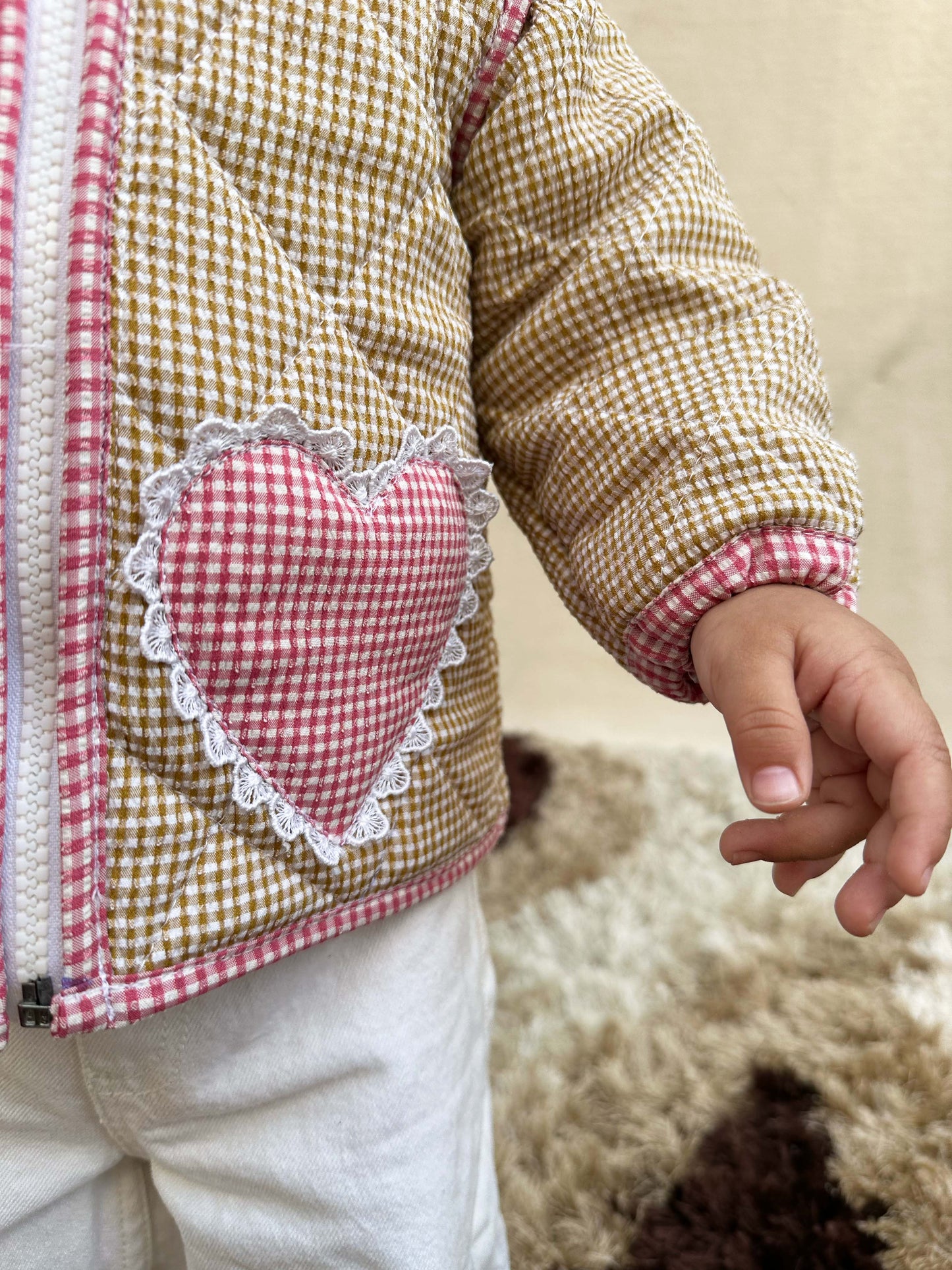 Yellow-Red Quilted Jacket