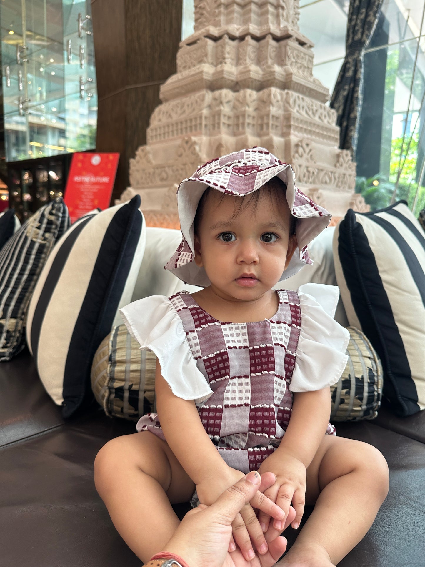 Red Checked Bubble Romper