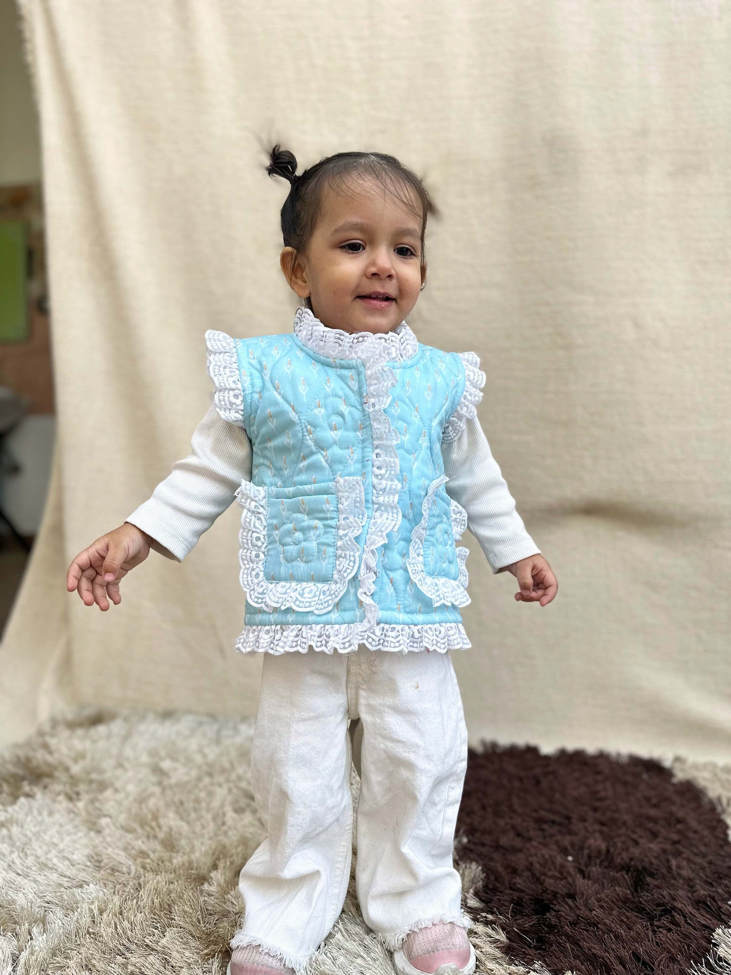 Blue Floral Twinning Vest