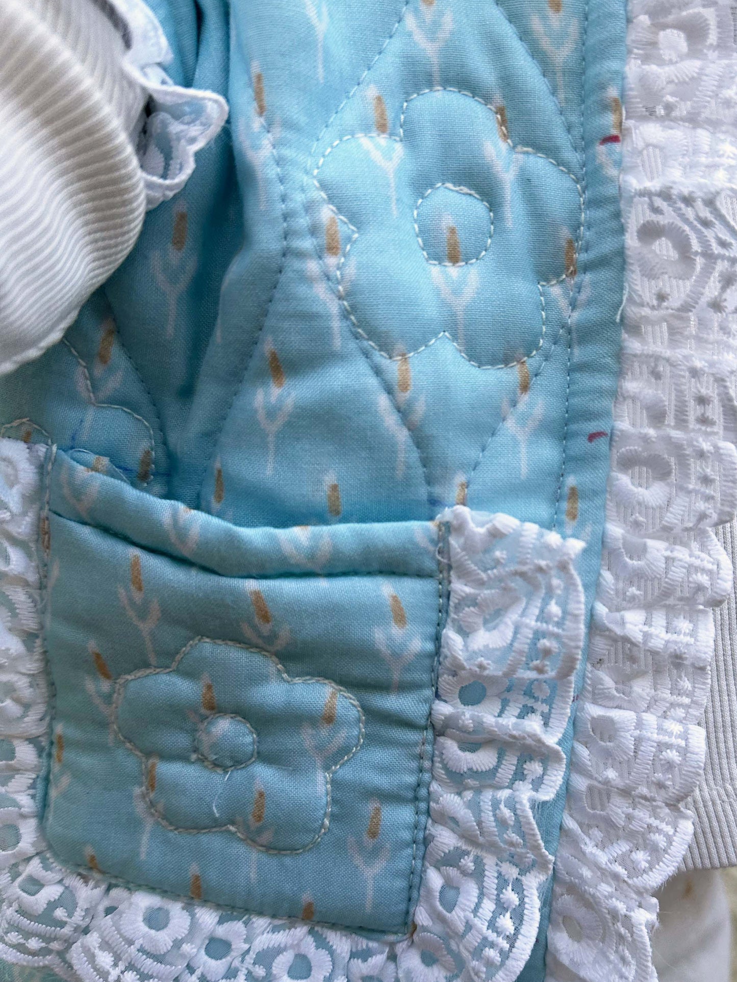 Blue Floral Quilted Vest