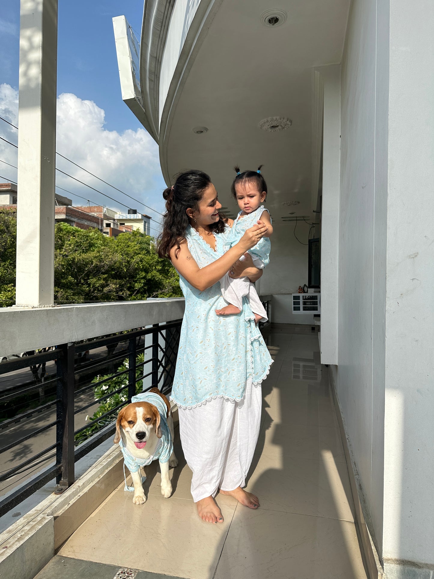 Blue Angrakha Twinning set