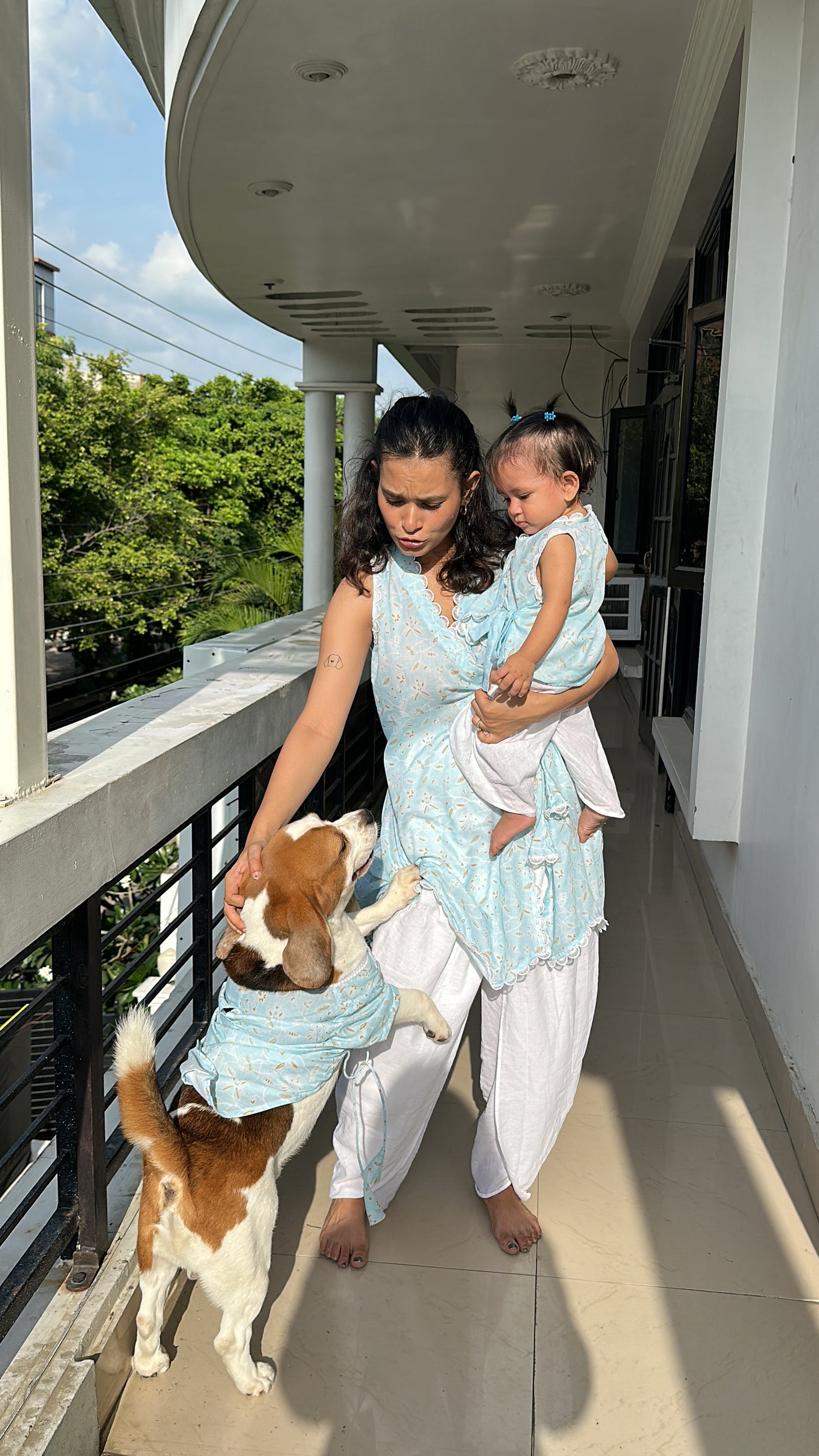 Blue Angrakha Twinning set