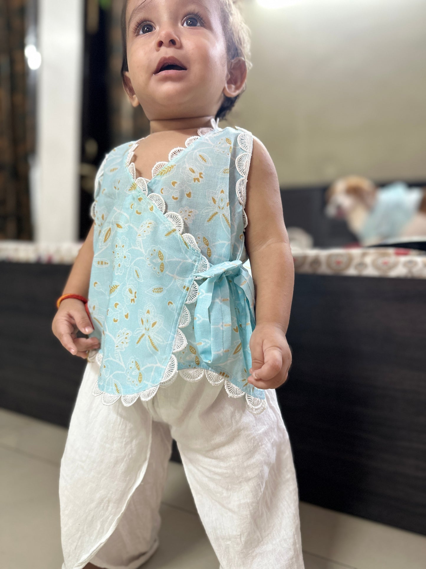 Blue Angrakha with Tulip pants