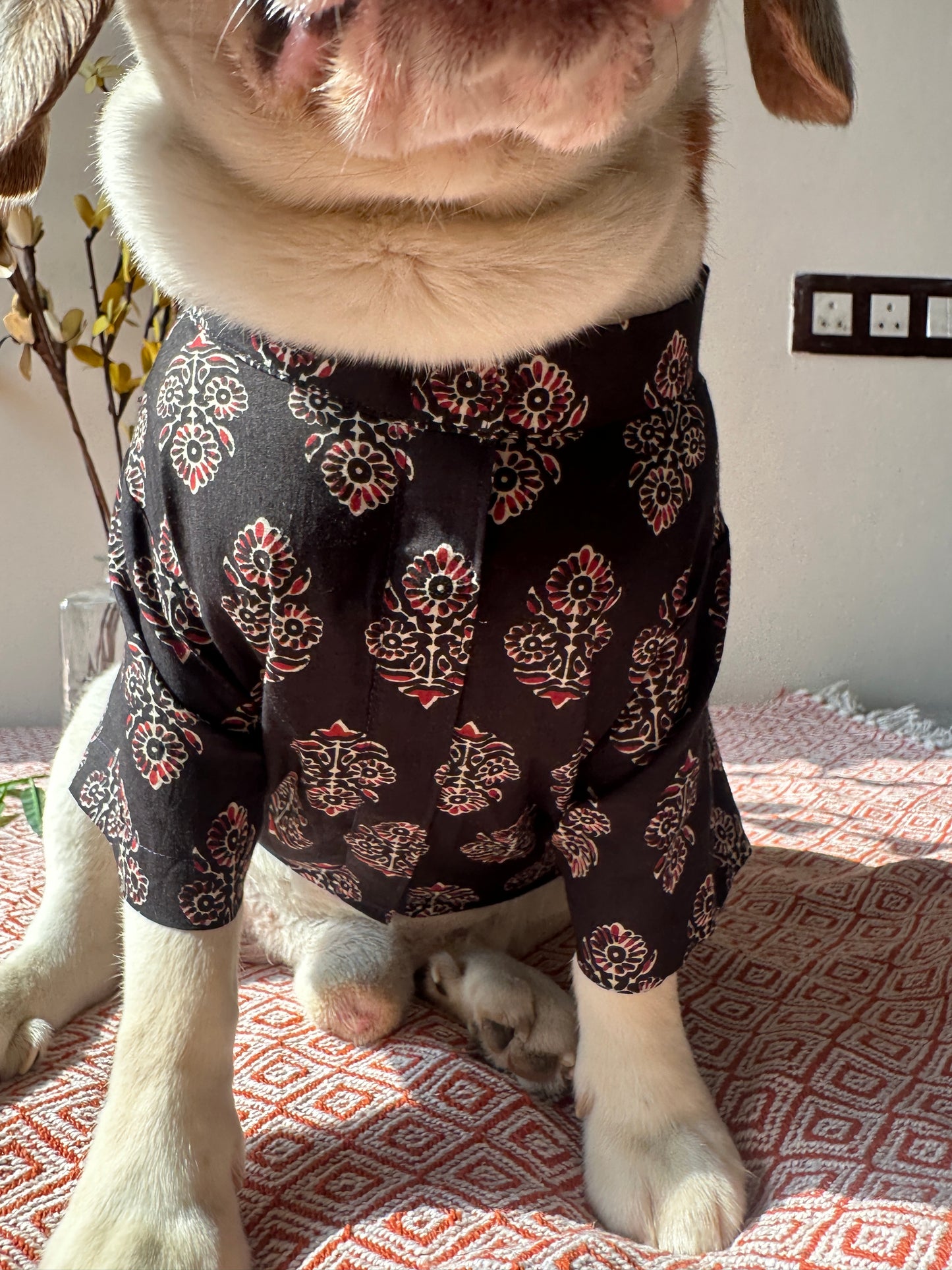 Black Ajrakh Jacket Kurta set