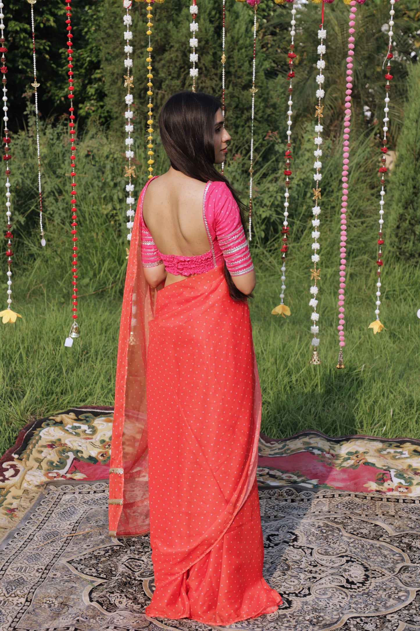 Orange Bandhani Lehenga Twinning set