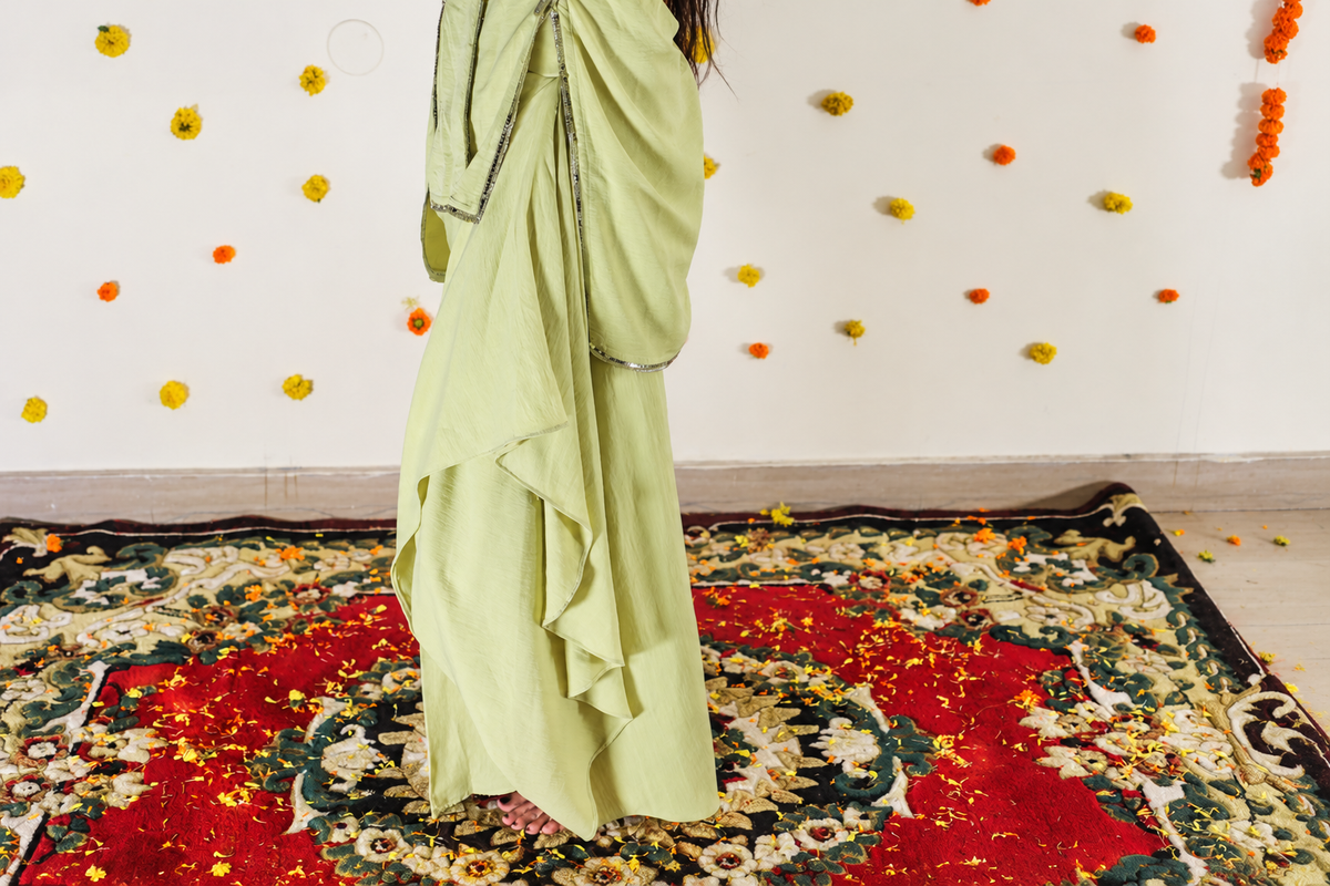 Line Green Skirt Vest Co-ord Set