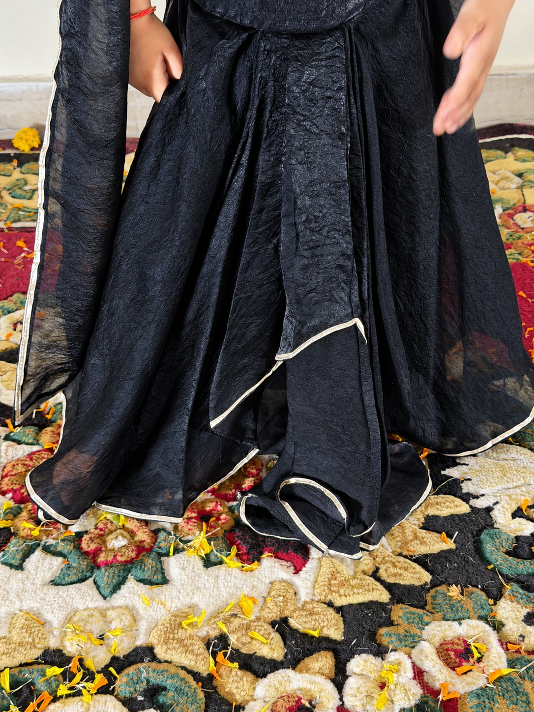 Black Drape Skirt set