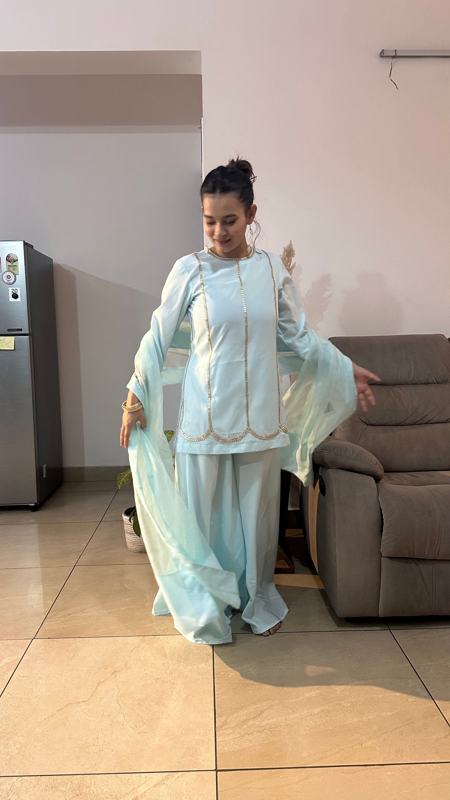 Powder Blue Pakistani Kurta Set