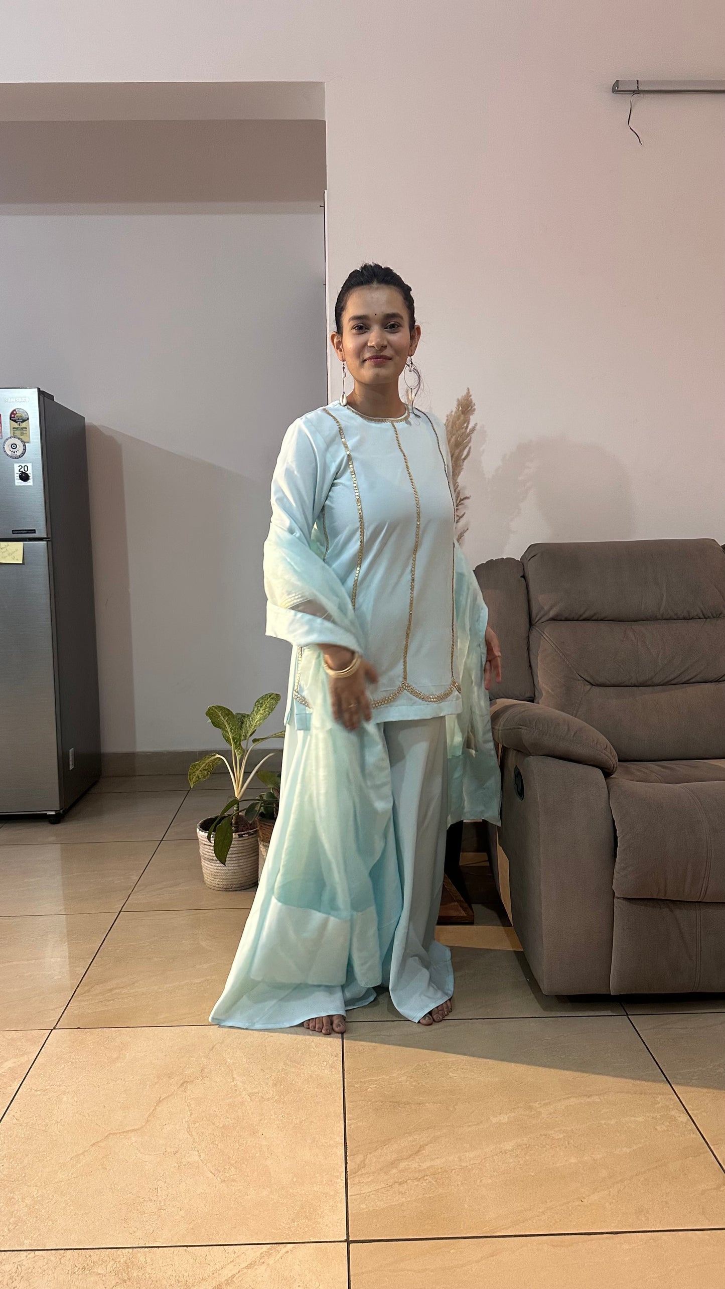Powder Blue Pakistani Kurta Set