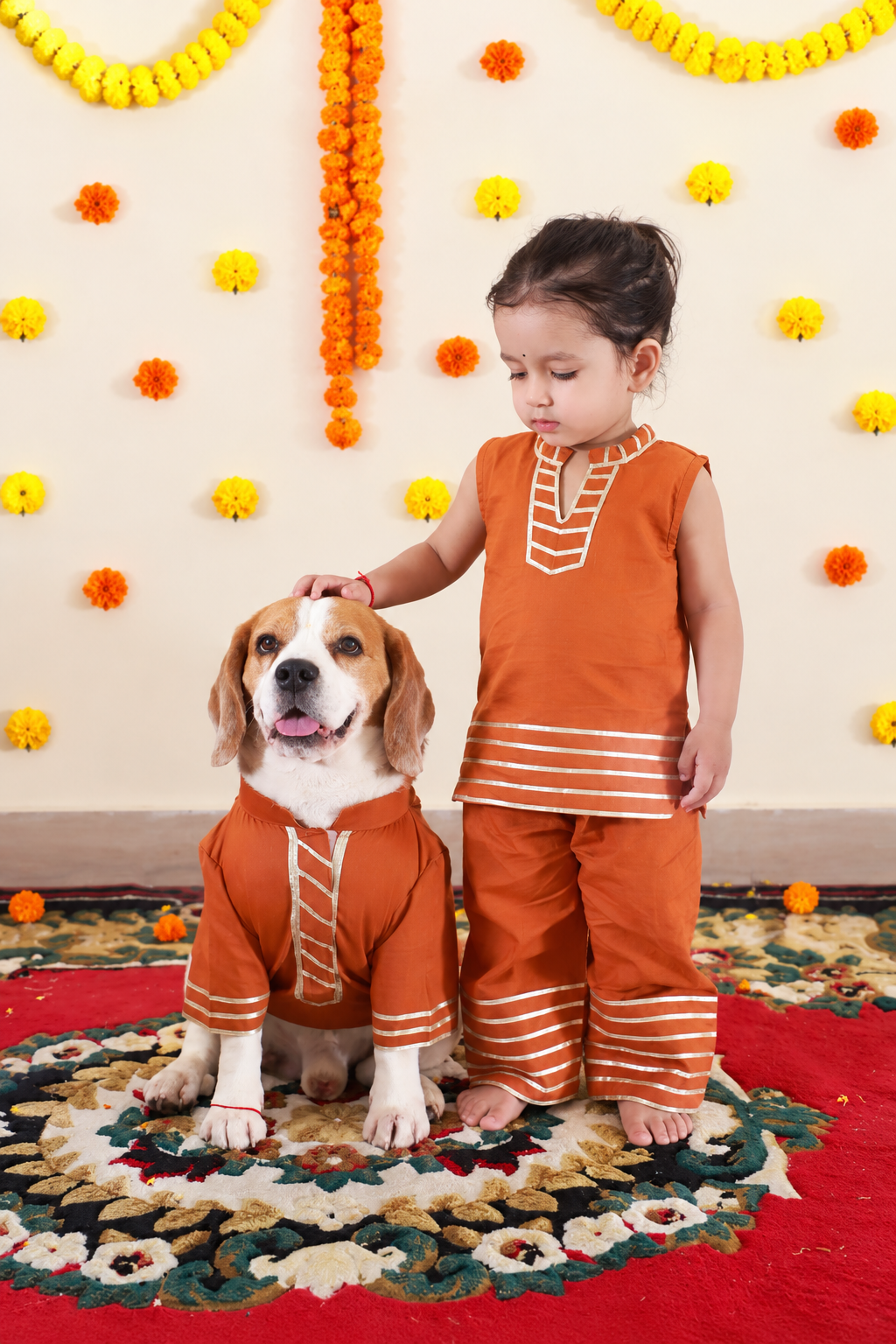 Brown Gota Kurta Twinning set