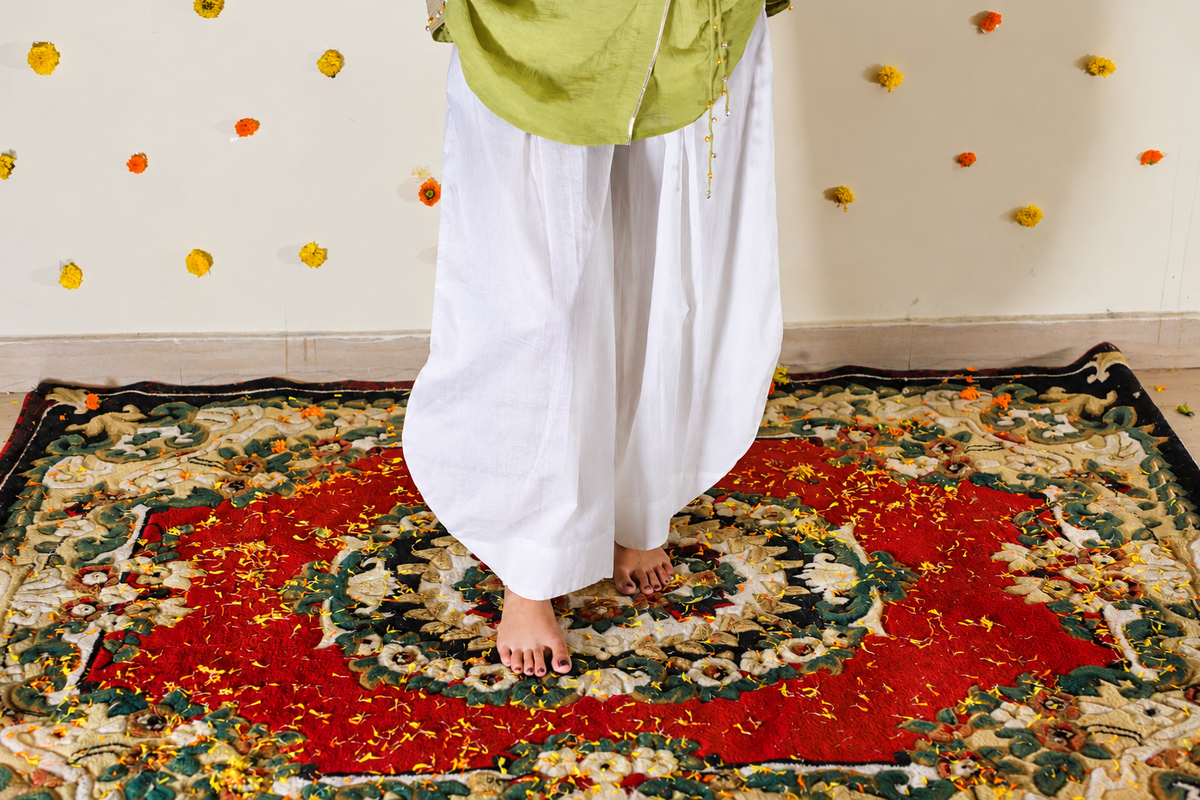 Green Angrakha Kurta Tulip set