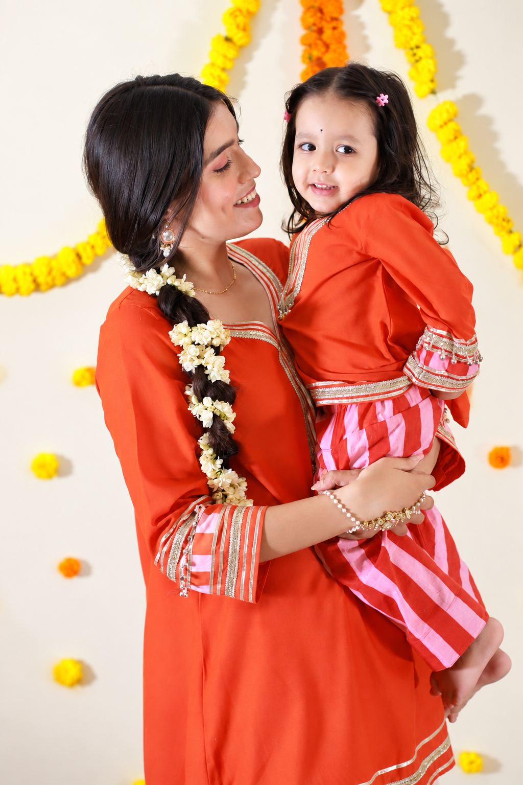 Orange Stripped Salwaar Kurta Twinning set