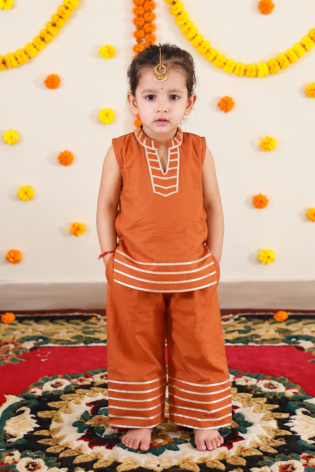 Brown Sleeveless Kurta set
