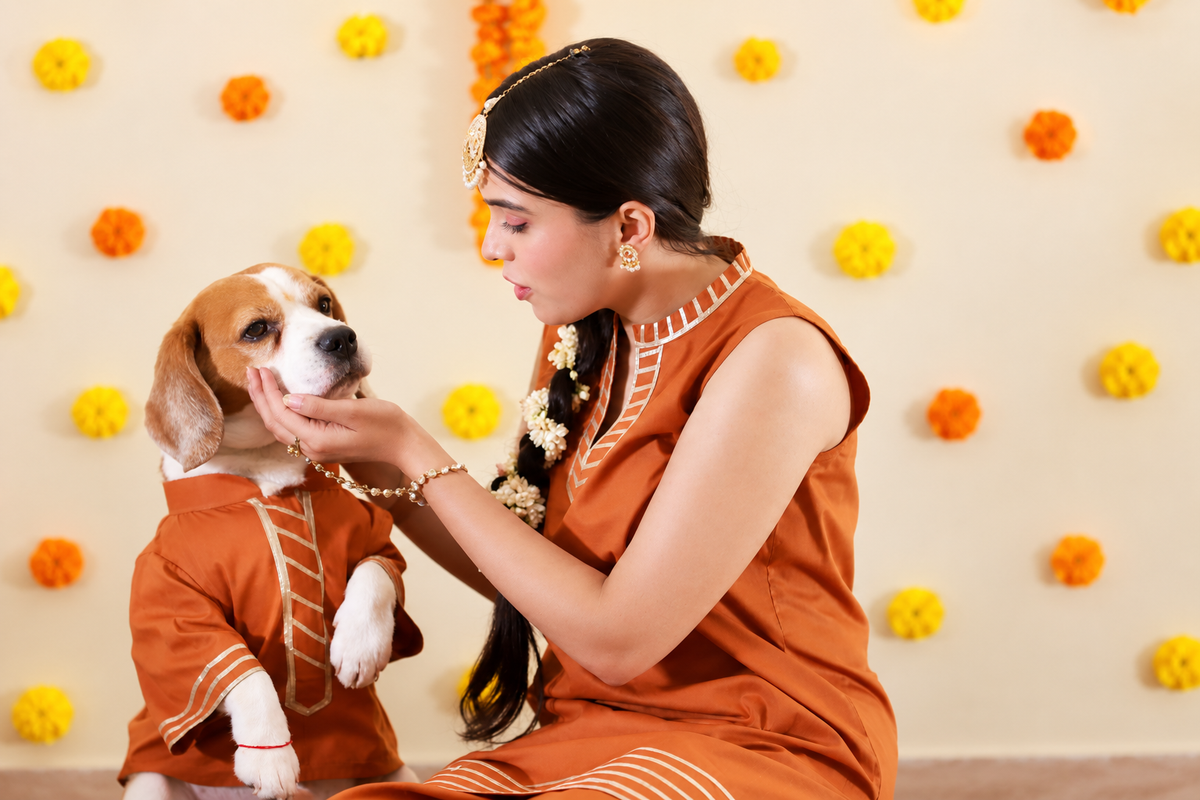 Brown Gota Kurta Twinning set