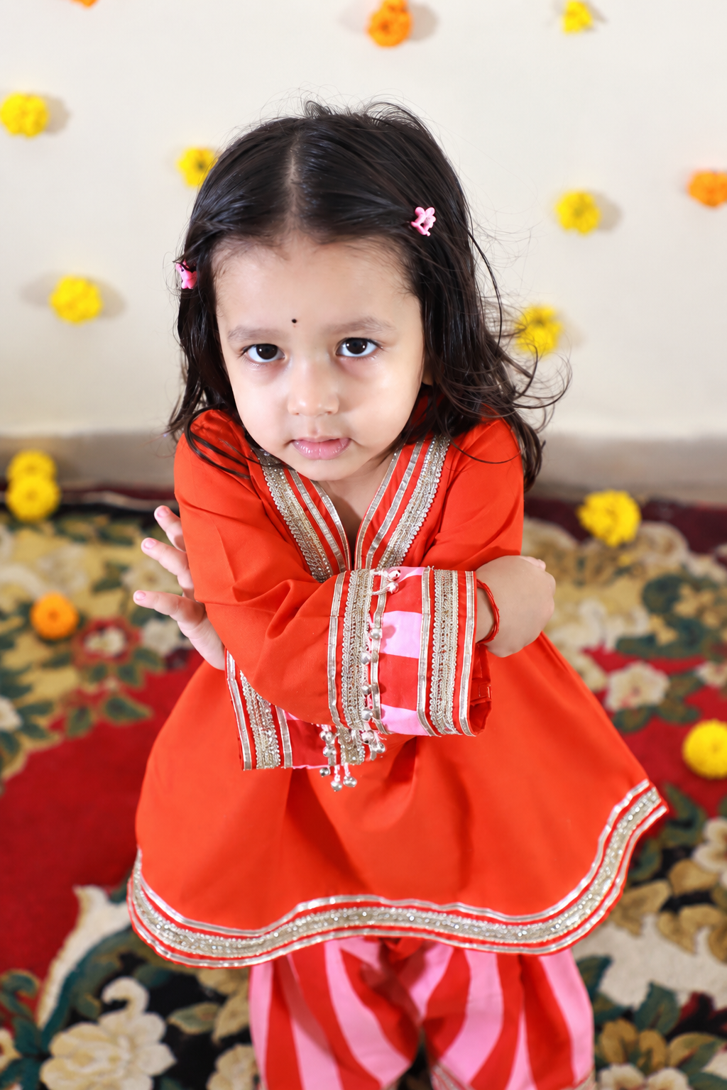 Orange Stripped Salwar Kurta set