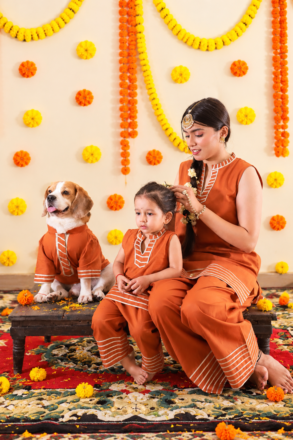 Brown Gota Kurta Twinning set
