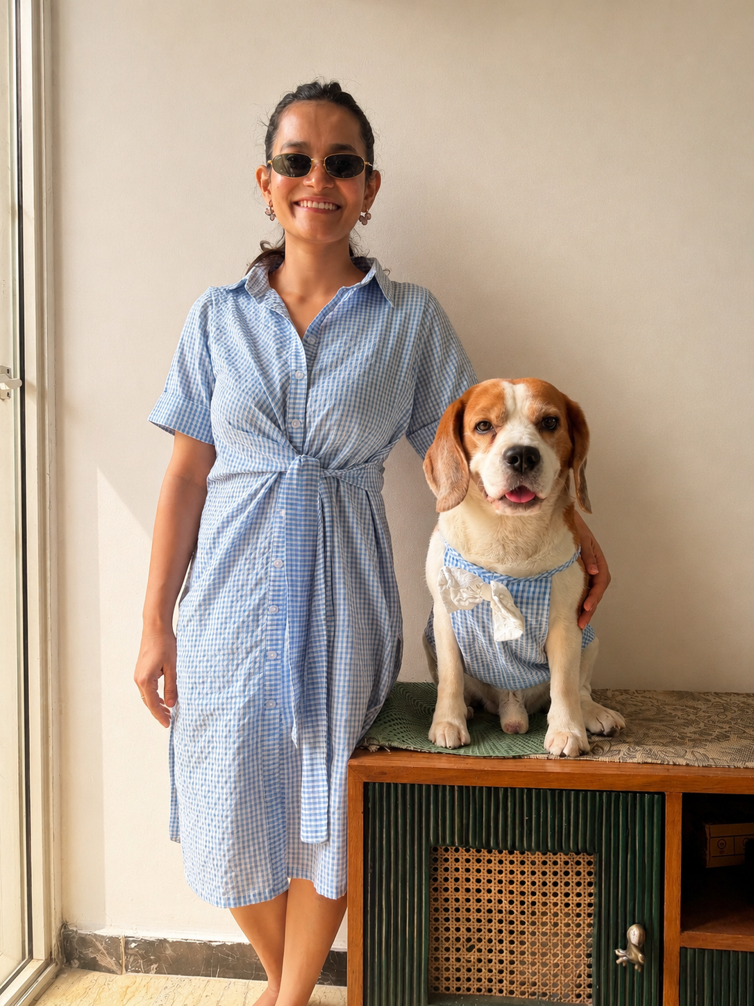 Blue Gingham dress Twinning set