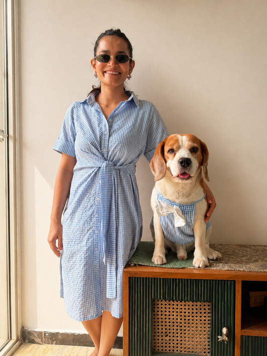 Blue Gingham dress Twinning set