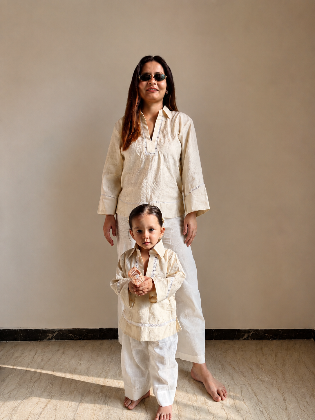 Beige Shirt Co-ord Twinning Set