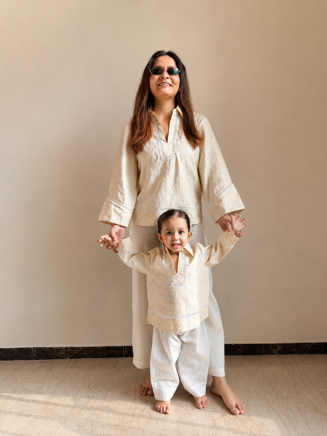 Beige Shirt Co-ord Twinning Set