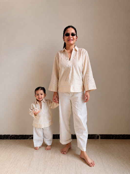 Beige Shirt Co-ord Twinning Set