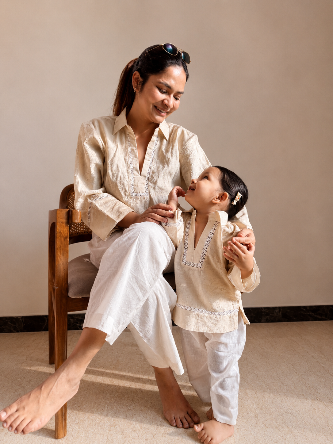 Beige Shirt Co-ord Twinning Set