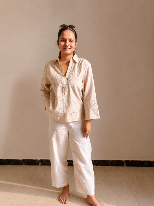 Beige Shirt Co-ord Set