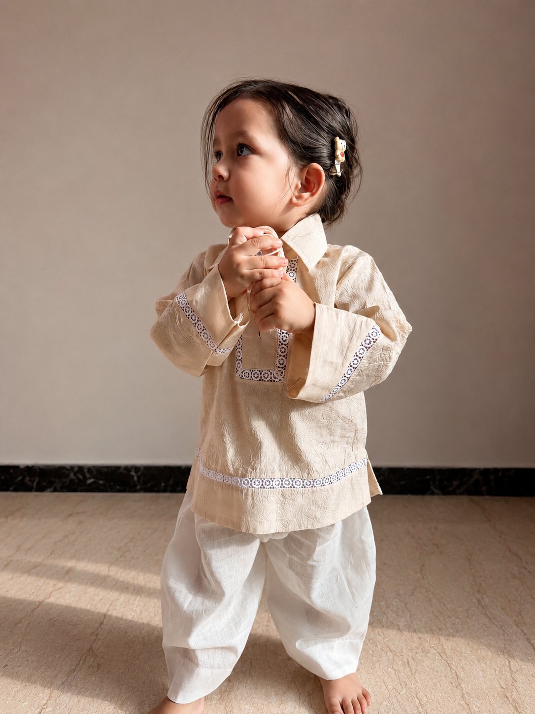 Beige Shirt Co-ord Twinning Set