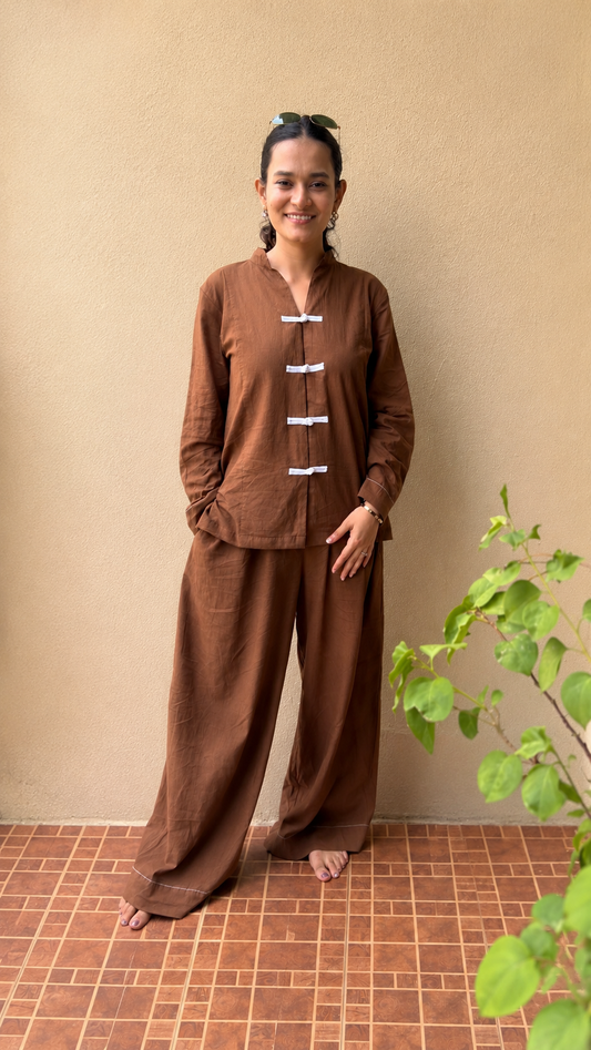 Brown Mandarin Co-ord set