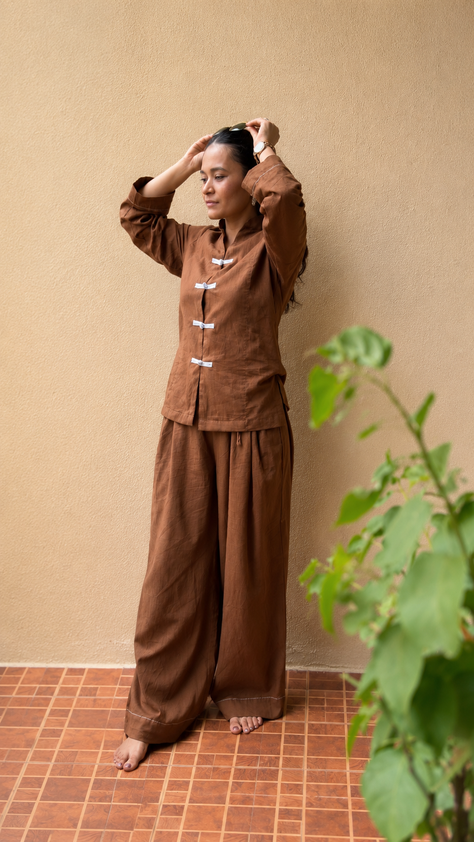 Brown Mandarin Co-ord set