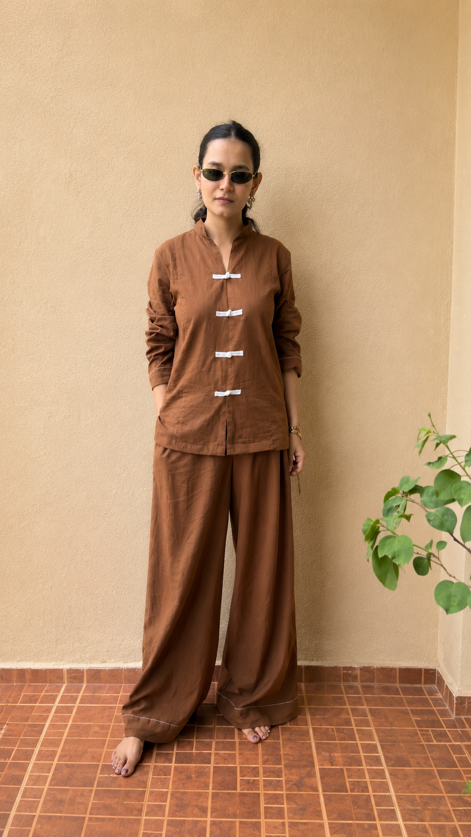 Brown Mandarin Co-ord set