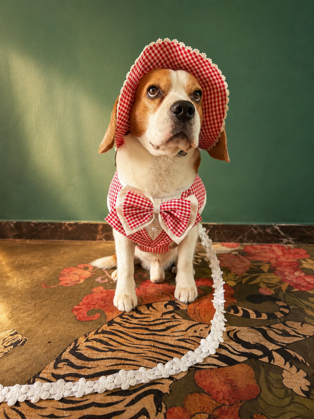 Red Gingham Harness Twinning Set
