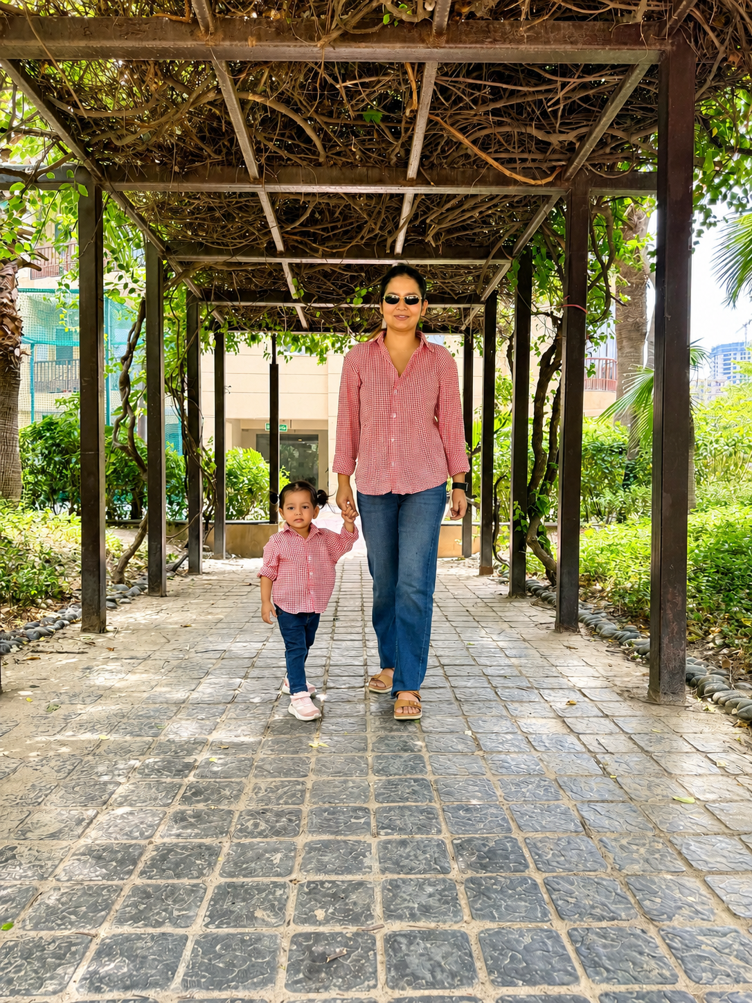 Red Gingham Shirt Twinning Set