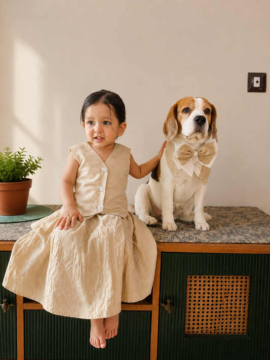 Beige Skirt Twinning Set
