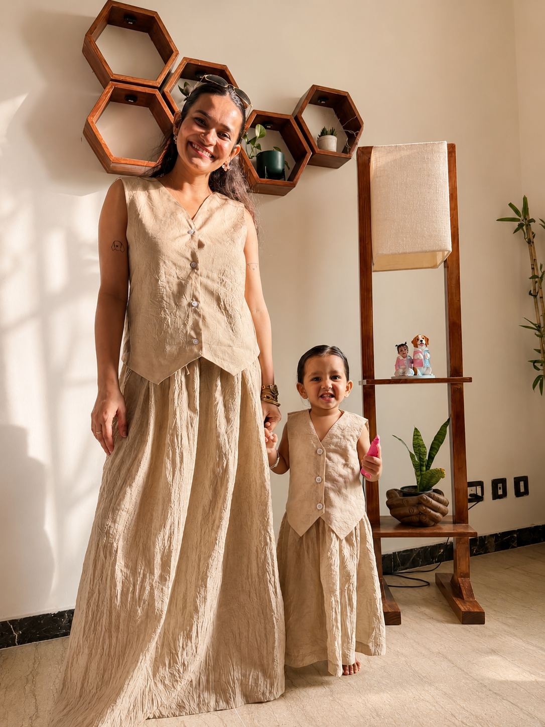 Beige Skirt Co-ord Twinning Set