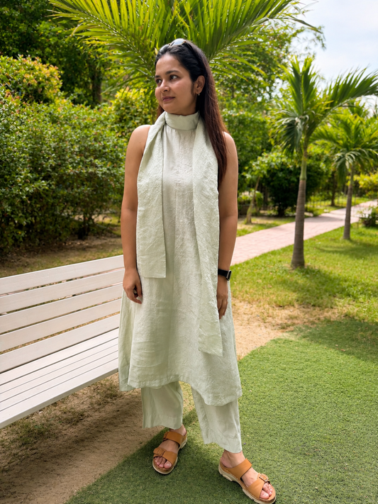 Teal Draped Kurta Co-ord set