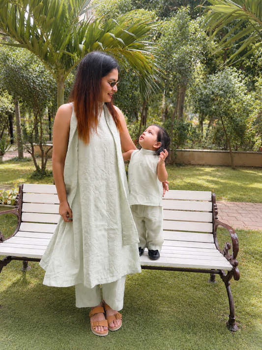 Teal Halter Kurta Twinning set