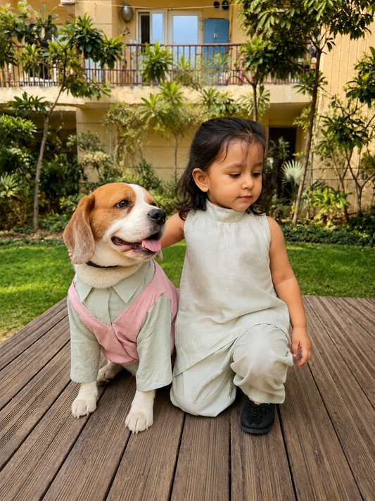 Teal Halter Kurta Co-ord Twinning Set