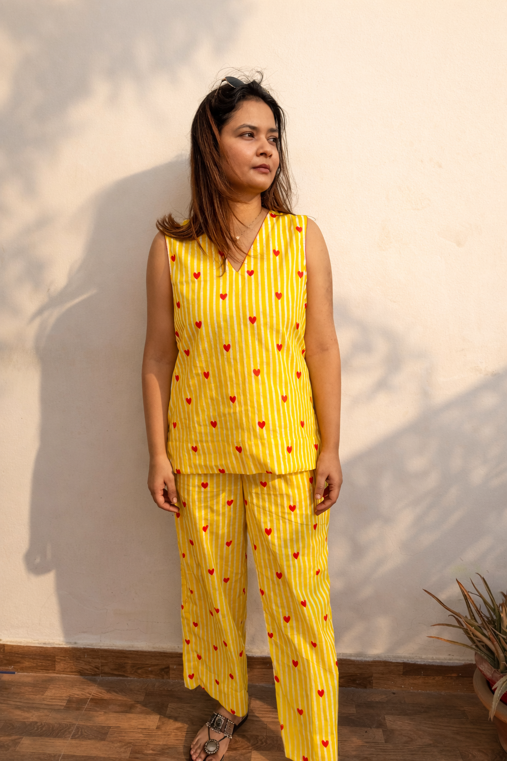 Yellow Striped Twinning set