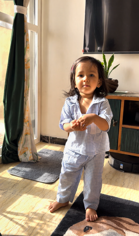 Blue Checked T-Shirt set