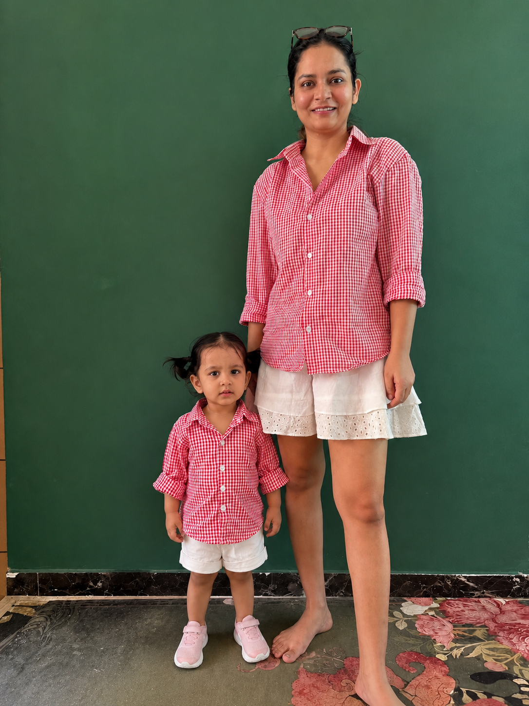 Red Gingham Shirt Co-ord Twinning Set