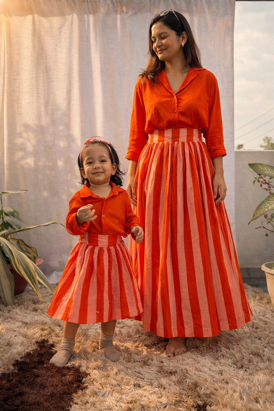 Orange Skirt Co-ord Twinning Set