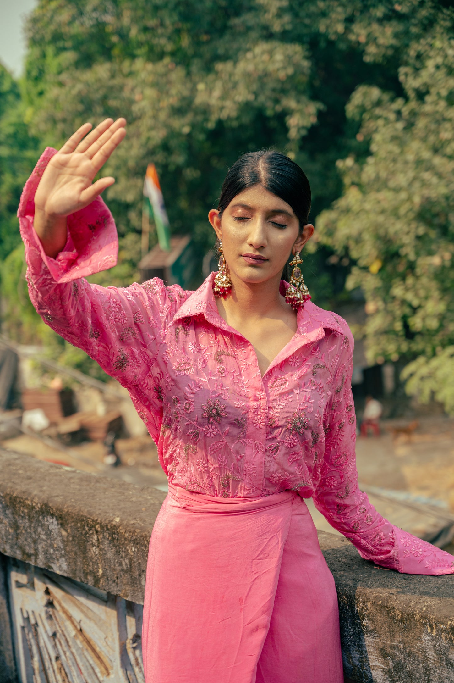 Pink Draped Skirt Co-ord Set