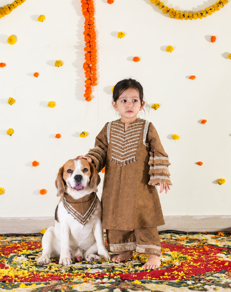 Brown Kurta Bandana Twinning set